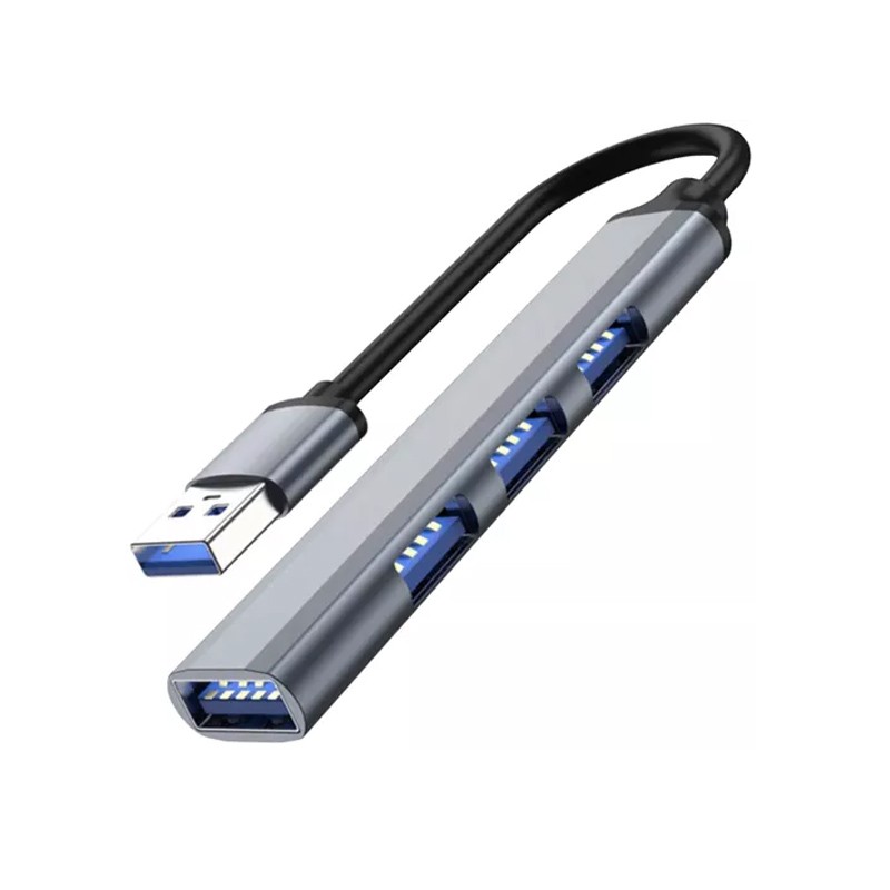 HUB USB splitter pentru 4 porturi, lungime 14 cm, corp aluminiu, argintiu - imagine 7